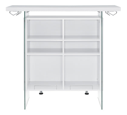 Coaster Acosta Rectangular Bar Unit with Footrest and Glass Side Panels Model 182632