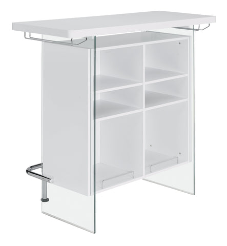 Coaster Acosta Rectangular Bar Unit with Footrest and Glass Side Panels Model 182632