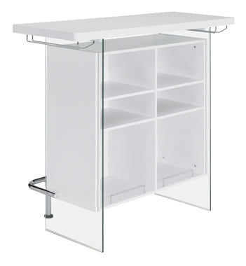 Coaster Acosta Rectangular Bar Unit with Footrest and Glass Side Panels Model 182632