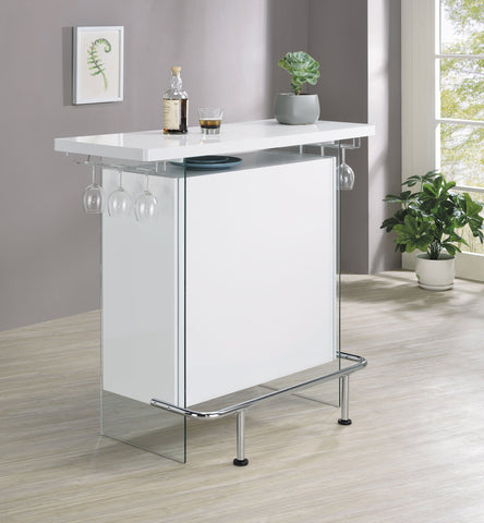 Coaster Acosta Rectangular Bar Unit with Footrest and Glass Side Panels Model 182632