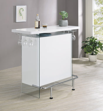 Coaster Acosta Rectangular Bar Unit with Footrest and Glass Side Panels Model 182632