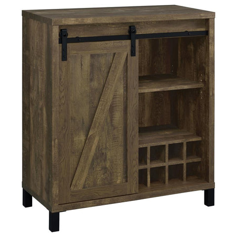 Coaster Arlington Bar Cabinet with Sliding Door Rustic Oak Model 182852