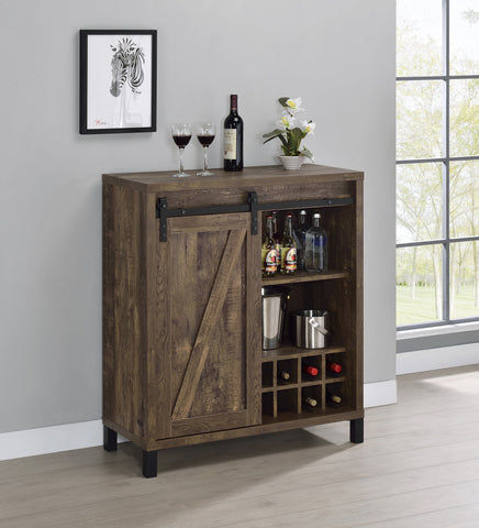 Coaster Arlington Bar Cabinet with Sliding Door Rustic Oak Model 182852