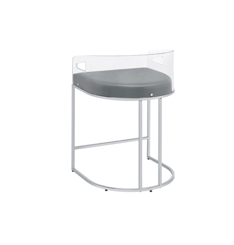 Coaster Thermosolis Acrylic Back Counter Height Stools Grey and Chrome (Set of 2) Model 183405