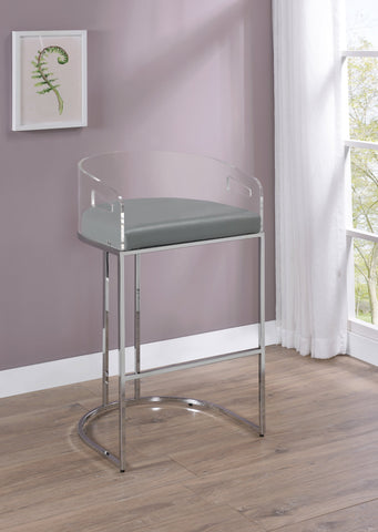 Coaster Thermosolis Acrylic Back Bar Stools Grey and Chrome (Set of 2) Model 183406