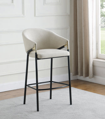 Coaster Chadwick Sloped Arm Bar Stools Beige and Glossy Black (Set of 2) Model 183437