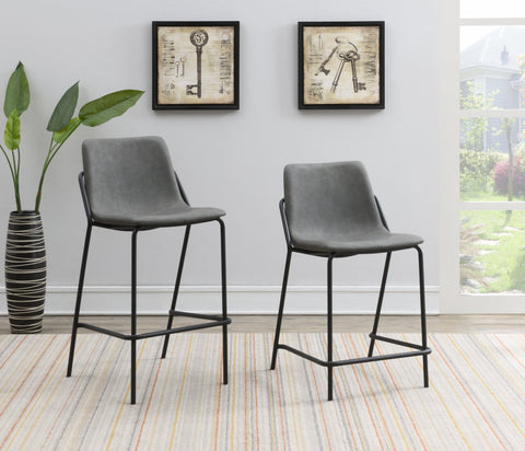 Coaster Earnest Solid Back Upholstered Counter Height Stools Grey and Black (Set of 2) Model 183452