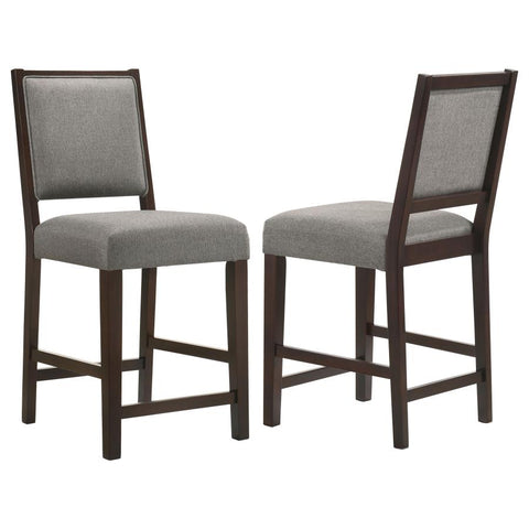 Coaster Bedford Upholstered Open Back Counter Height Stools with Footrest (Set of 2) Grey and Espresso Model 183471