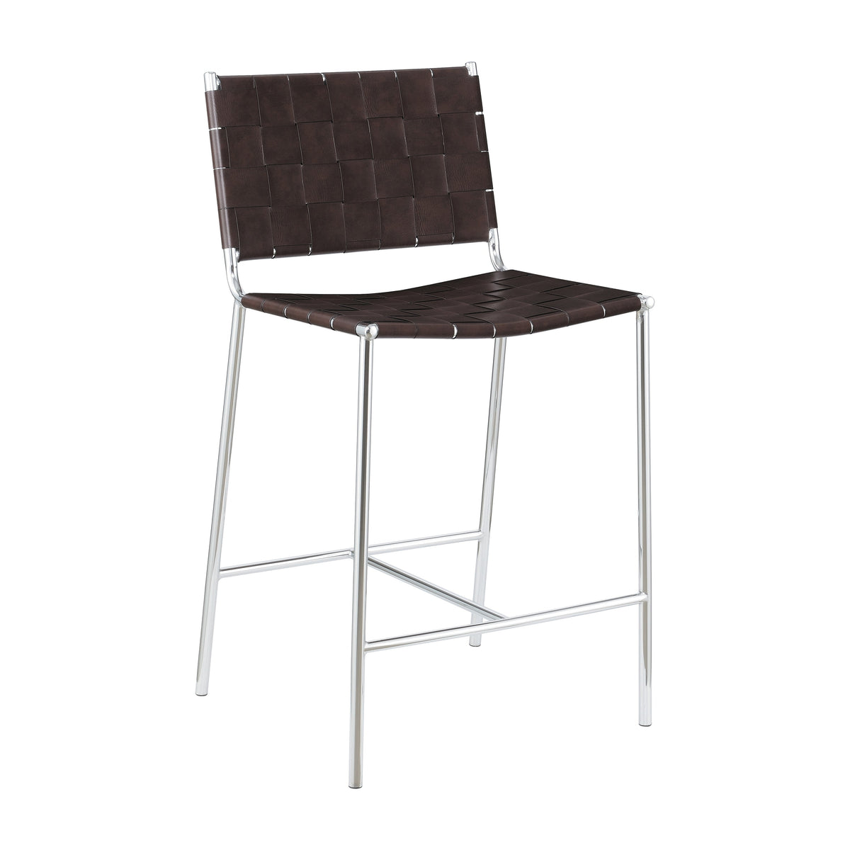 Coaster Adelaide Upholstered Counter Height Stool with Open Back Brown and Chrome Model 183583