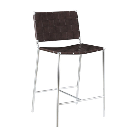Coaster Adelaide Upholstered Counter Height Stool with Open Back Brown and Chrome Model 183583