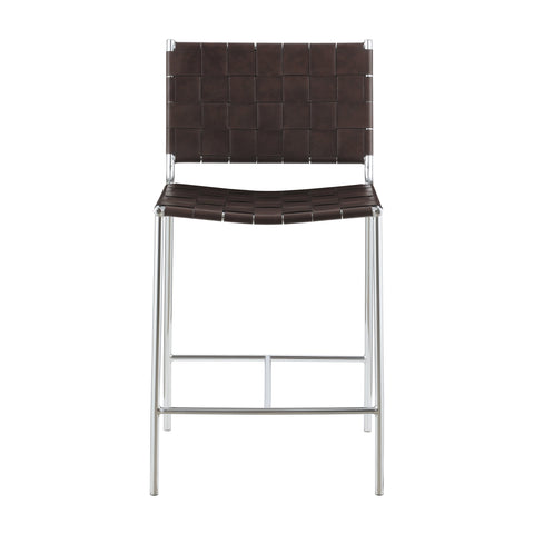 Coaster Adelaide Upholstered Counter Height Stool with Open Back Brown and Chrome Model 183583