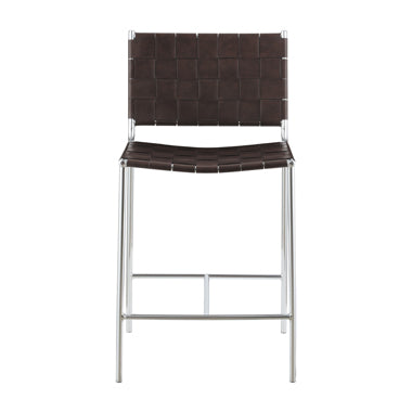 Coaster Adelaide Upholstered Counter Height Stool with Open Back Brown and Chrome Model 183583