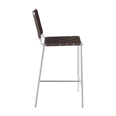Coaster Adelaide Upholstered Counter Height Stool with Open Back Brown and Chrome Model 183583