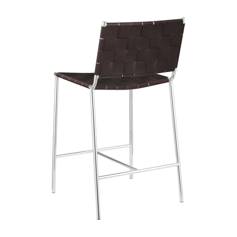 Coaster Adelaide Upholstered Counter Height Stool with Open Back Brown and Chrome Model 183583