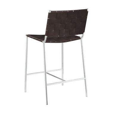 Coaster Adelaide Upholstered Counter Height Stool with Open Back Brown and Chrome Model 183583