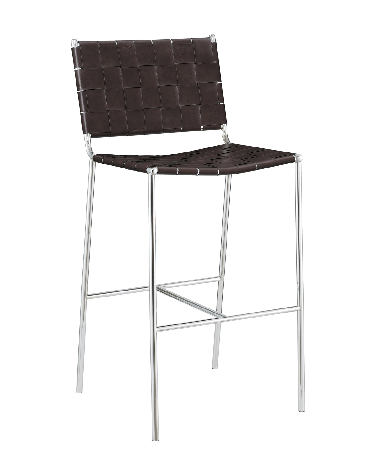 Coaster Adelaide Upholstered Bar Stool with Open Back Brown and Chrome Model 183584
