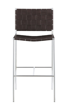 Coaster Adelaide Upholstered Bar Stool with Open Back Brown and Chrome Model 183584