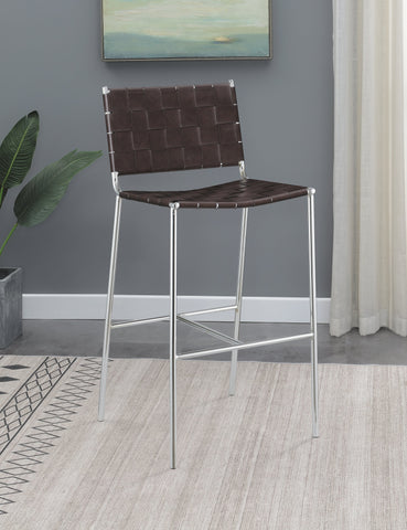 Coaster Adelaide Upholstered Bar Stool with Open Back Brown and Chrome Model 183584