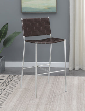 Coaster Adelaide Upholstered Bar Stool with Open Back Brown and Chrome Model 183584