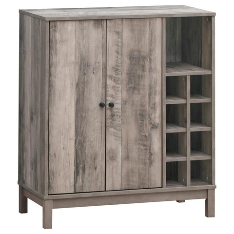 Coaster Cheyenne 2-door Wine Cabinet with Stemware Rack Weathered Acacia Model 183600