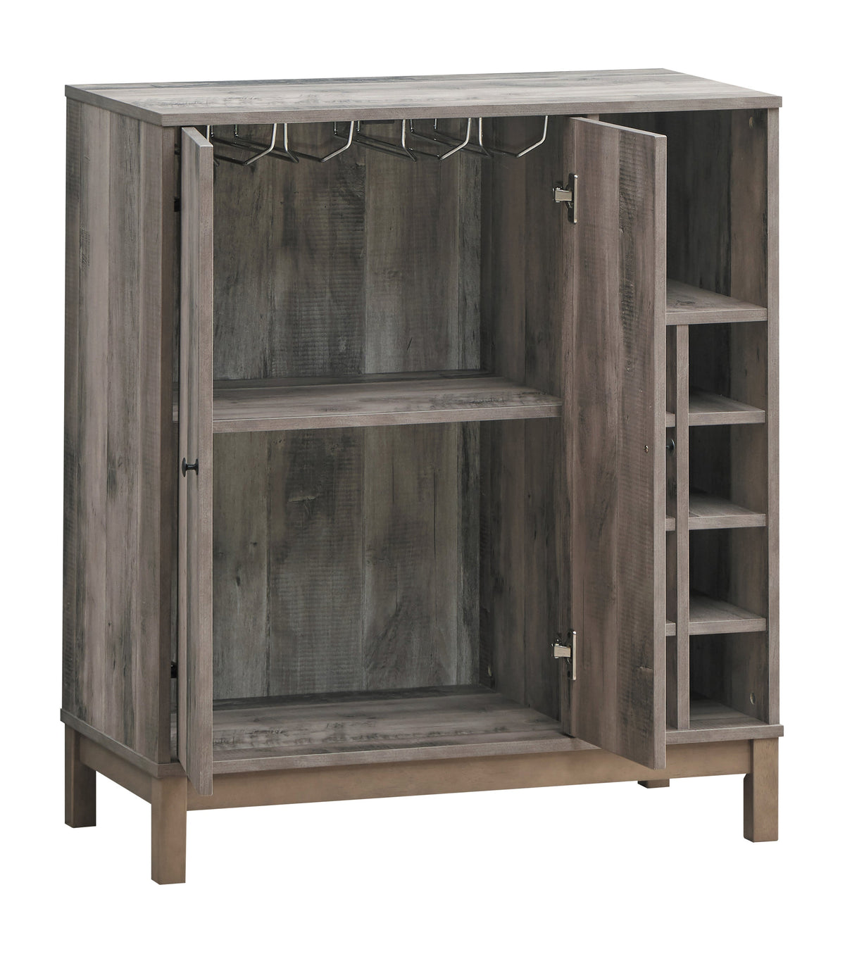 Coaster Cheyenne 2-door Wine Cabinet with Stemware Rack Weathered Acacia Model 183600