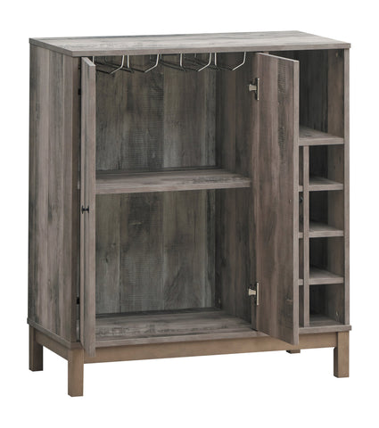 Coaster Cheyenne 2-door Wine Cabinet with Stemware Rack Weathered Acacia Model 183600