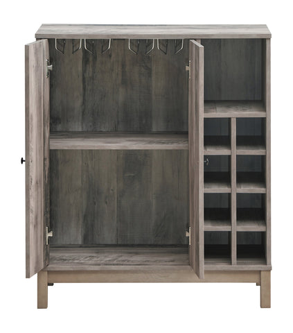 Coaster Cheyenne 2-door Wine Cabinet with Stemware Rack Weathered Acacia Model 183600