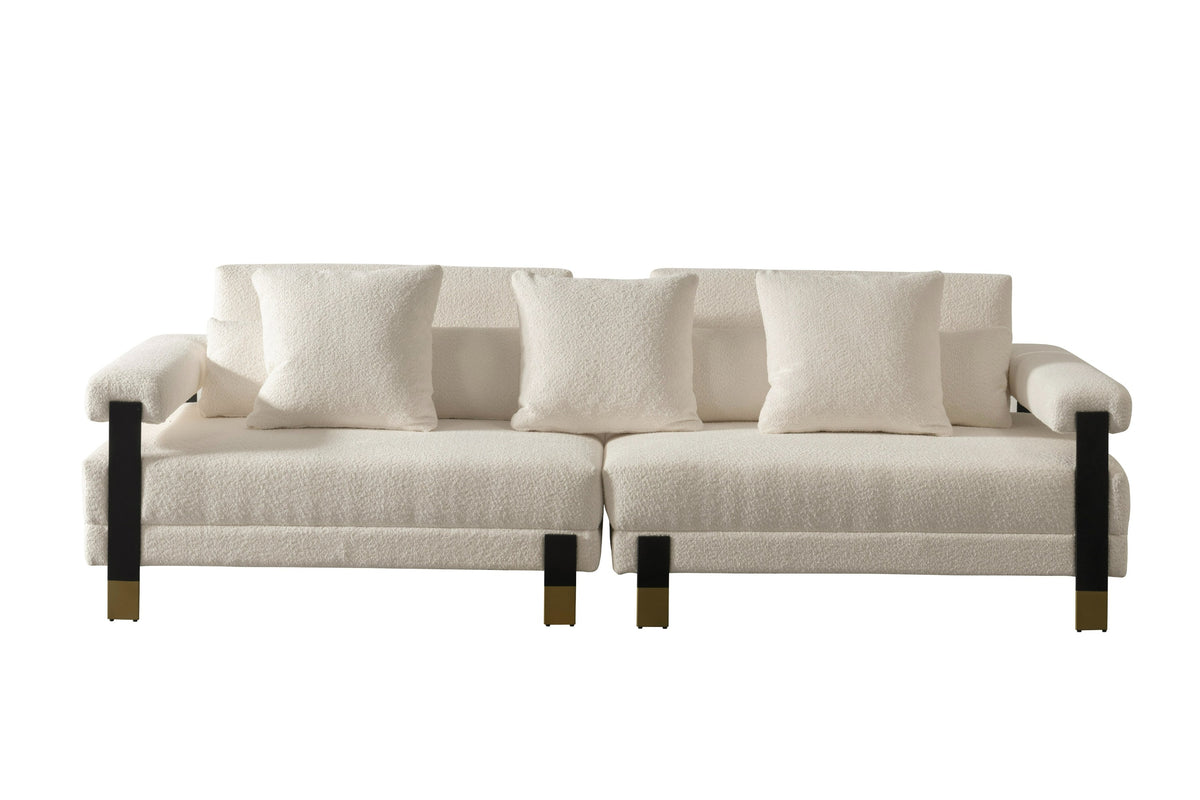 Divani Casa Stratford Modern Off White Fabric Sofa Set Model VGHM-XF530-SET-IVY
