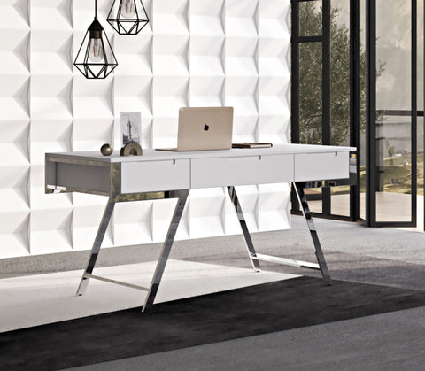 Modrest Dessart Modern White Gloss Office Desk Model VGBBMQ1305-WHT