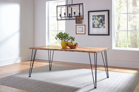Coaster Sherman Rectangular Dining Table Natural Acacia and Matte Black Model 190911