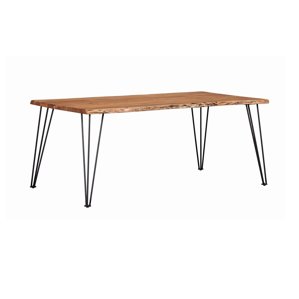 Coaster Sherman Rectangular Dining Table Natural Acacia and Matte Black Model 190911