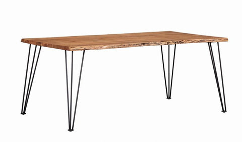 Coaster Sherman Rectangular Dining Table Natural Acacia and Matte Black Model 190911