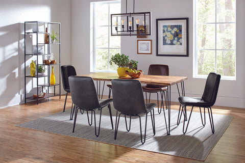 Coaster Sherman Rectangular Dining Table Natural Acacia and Matte Black Model 190911