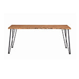 Coaster Sherman Rectangular Dining Table Natural Acacia and Matte Black Model 190911