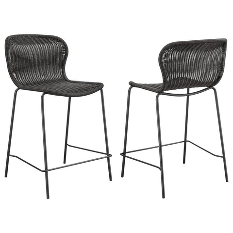 Coaster McKinley Upholstered Counter Height Stools with Footrest (Set of 2) Brown and Sandy Black Model 192039