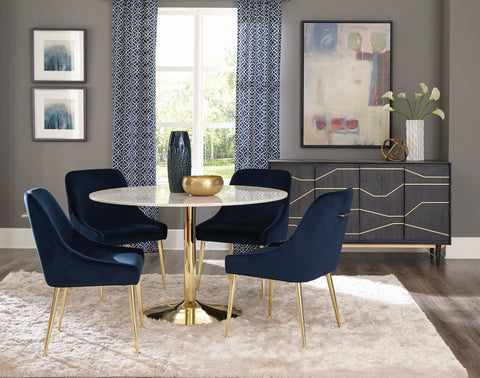 Coaster Kella Round Dining Table Natural Marble and Gold Model 192061