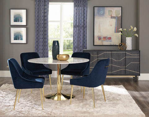 Coaster Kella Round Dining Table Natural Marble and Gold Model 192061