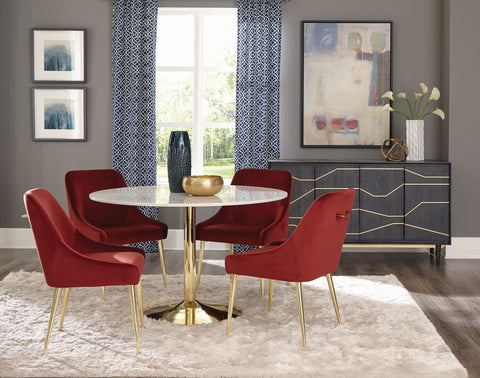 Coaster Kella Round Dining Table Natural Marble and Gold Model 192061