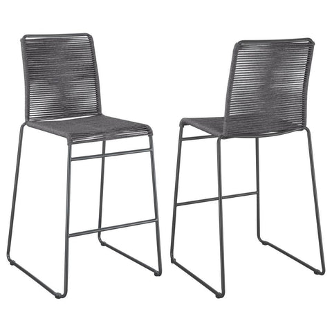 Coaster Kai Upholstered Bar Stools with Footrest (Set of 2) Charcoal and Gunmetal Model 192064