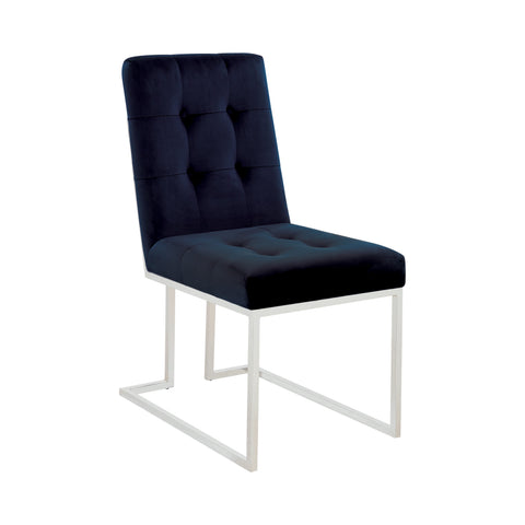 Coaster Cisco Upholstered Dining Chairs Ink Blue and Chrome (Set of 2) Model 192494