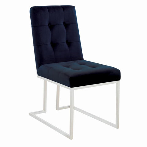 Coaster Cisco Upholstered Dining Chairs Ink Blue and Chrome (Set of 2) Model 192494