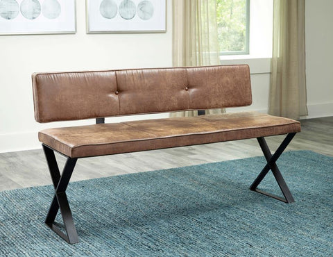 Coaster Abbott Upholstered Dining Bench Antique Brown and Matte Black Model 192503