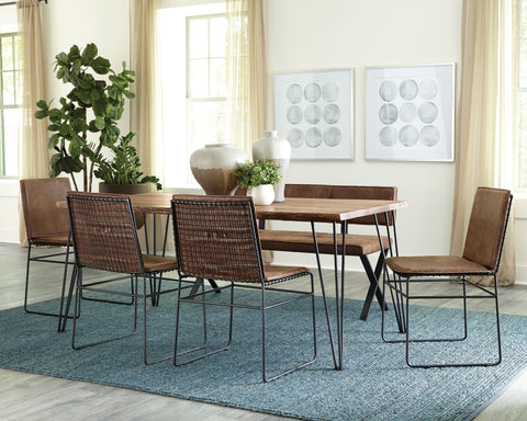 Coaster Abbott Upholstered Dining Bench Antique Brown and Matte Black Model 192503