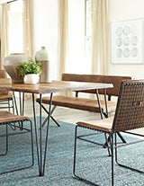 Coaster Abbott Upholstered Dining Bench Antique Brown and Matte Black Model 192503