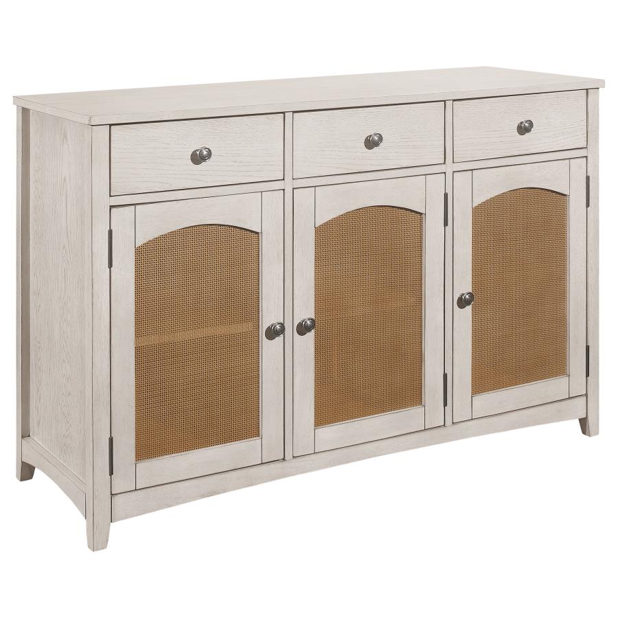 Coaster Kirby 3-drawer Rectangular Server with Adjustable Shelves Natural and Rustic Off White Model 192695