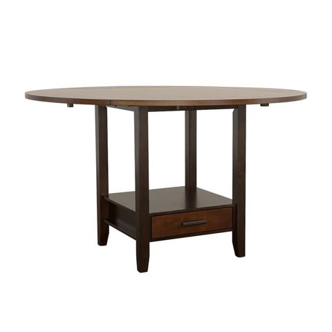 Coaster Sanford Round Counter Height Table with Drop Leaf Cinnamon and Espresso Model 192728