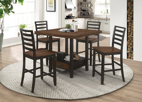 Coaster Sanford Round Counter Height Table with Drop Leaf Cinnamon and Espresso Model 192728