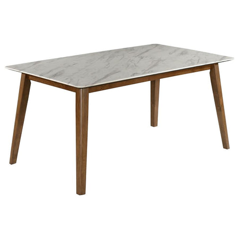 Coaster Everett Faux Marble Top Dining Table Natural Walnut and White Model 192761