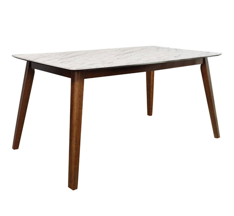 Coaster Everett Faux Marble Top Dining Table Natural Walnut and White Model 192761