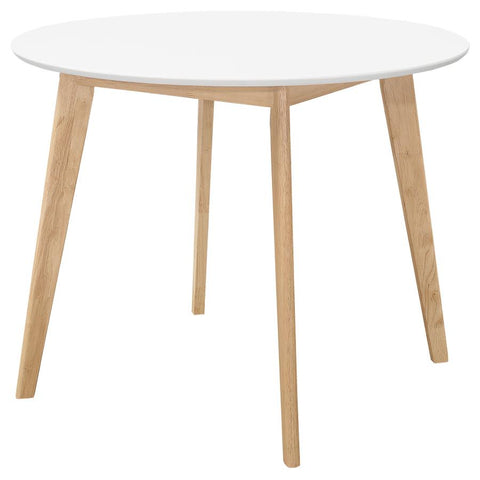 Coaster Breckenridge Round Dining Table Matte White and Natural Oak Model 192790